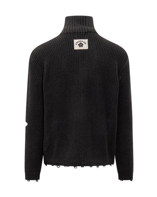 A PAPER KID Black Knitted Cardigan for men
