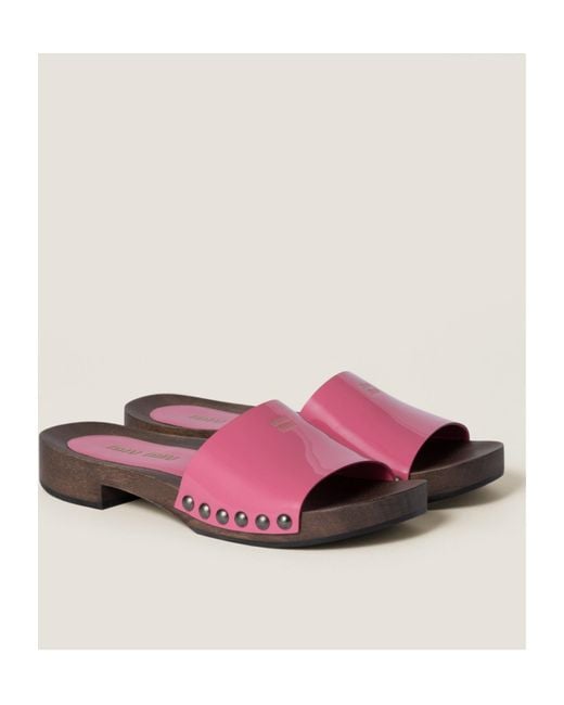 Miu Miu Pink Logo-Printed Slides