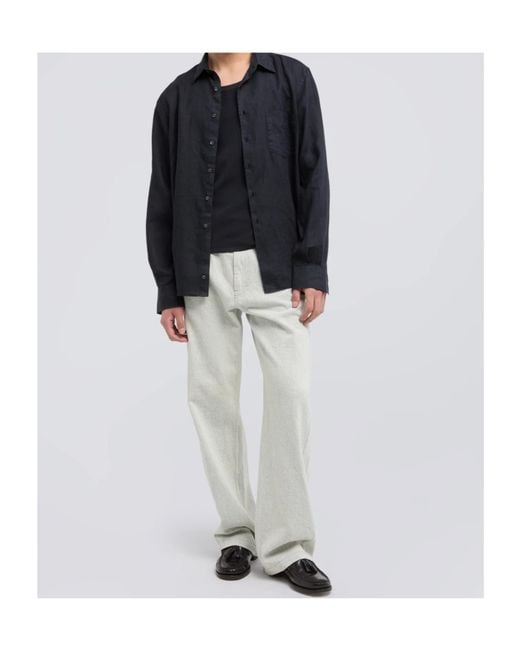 Aspesi Blue Button-Down Long-Sleeved Shirt for men
