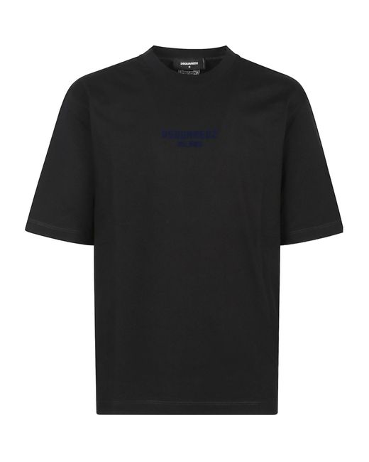DSquared² Black Logo-Embroidered Crewneck T-Shirt for men
