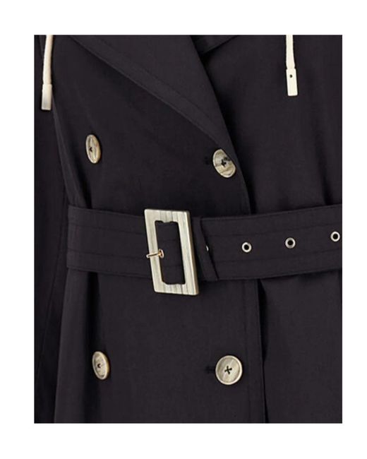 Herno Black Removable-Hood Trench Coat