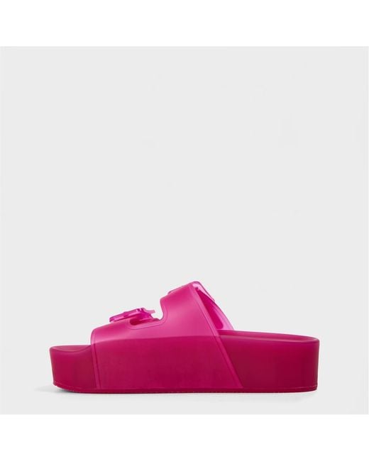 Balenciaga Pink Buckle Platform Slippers
