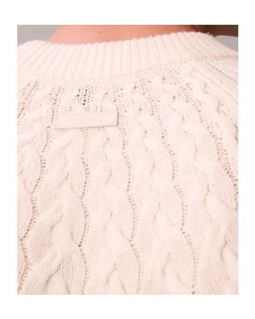 Calvin Klein Natural Lambswool Blend Cable Knit Crewneck Jumper for men
