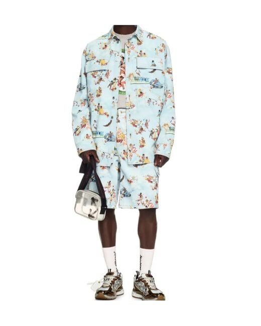 Off-White c/o Virgil Abloh Blue Fresco Cargo Shorts for men