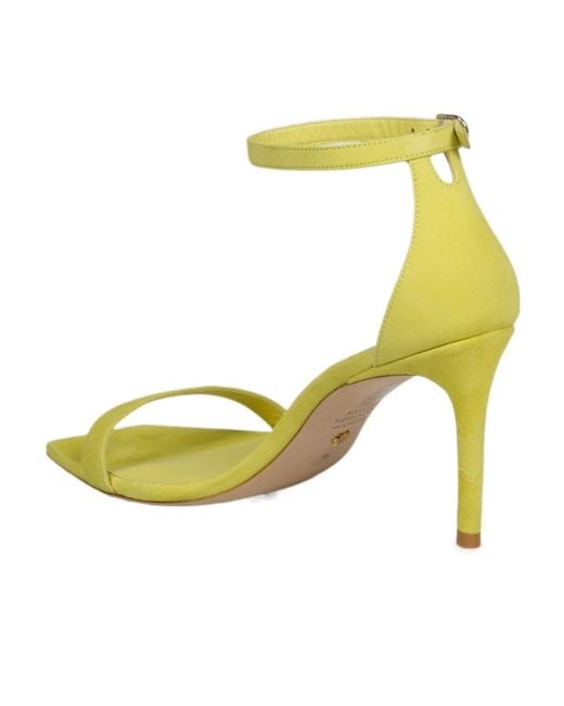 Stuart Weitzman Metallic Logo High-Heeled Sandals