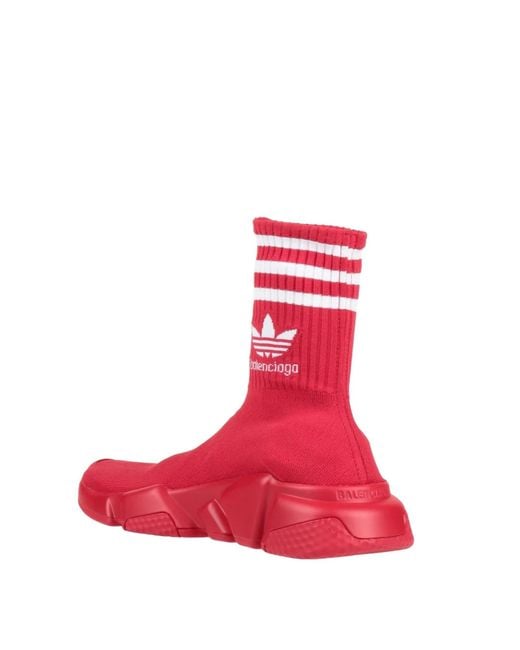 Balenciaga Red Solid Color Sock-Style Sneakers