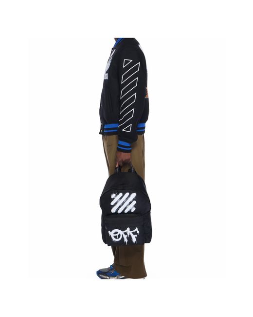 Off-White c/o Virgil Abloh Black Logo Printed Zip-Up Backpack for men