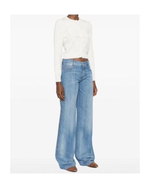 Ermanno Scervino Blue Open-Stitch Layered Cardigan