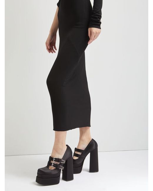Versace Black Satin Waterproof Table High Heels