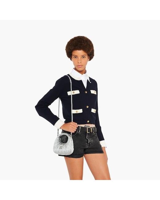 Miu Miu Gray Miu Wander Matelassé Nappa Leather Hobo Mini-Bag