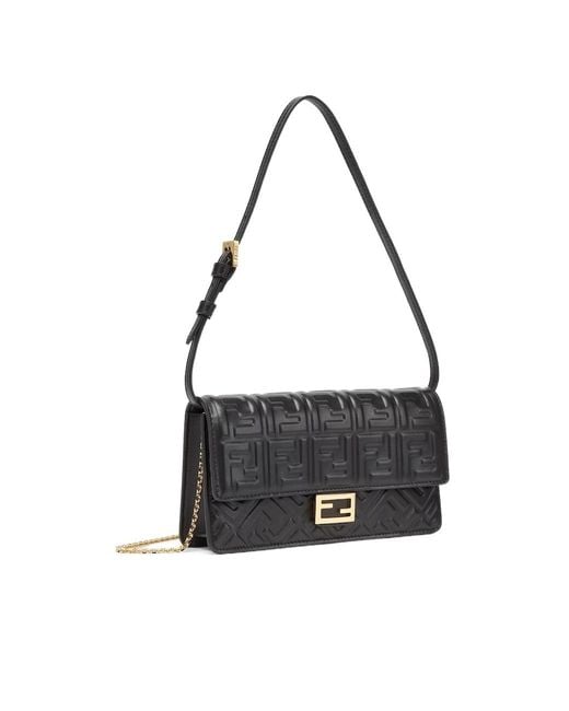 Fendi Black Wallet On Chain Baguette