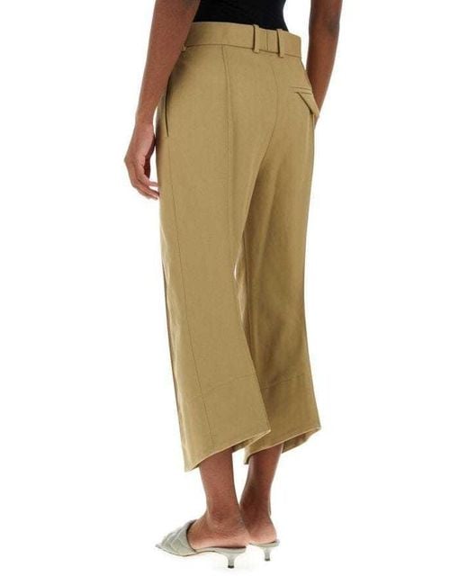 Bottega Veneta Natural Cropped Straight Leg Trousers