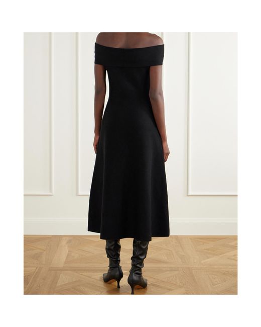 Jonathan Simkhai Black Camilla Wool Off-The-Shoulder Midi Dress