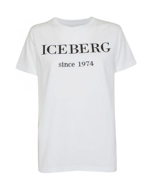 Iceberg White Logo Printed Short Sleeved T-Shirt