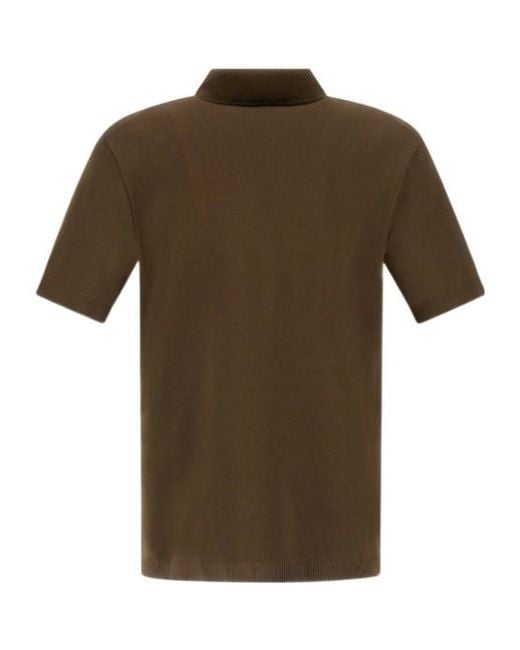 Herno Green Short-Sleeved Knitted Polo Shirt for men