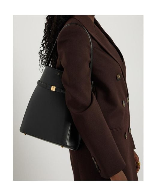 Totême Black Logo Leather Bucket Bag