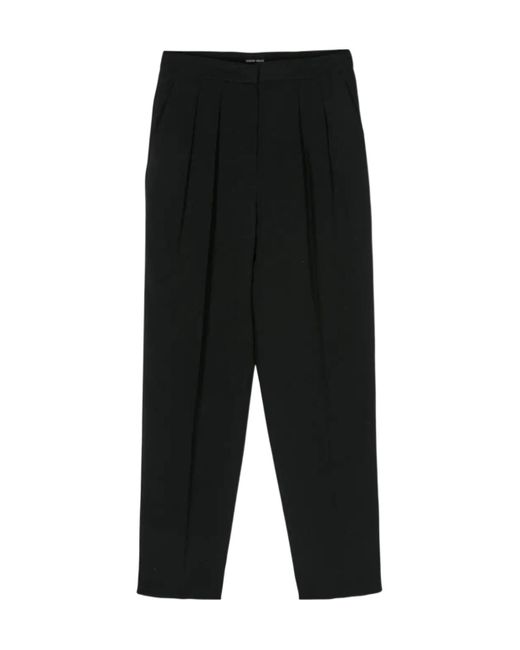 Giorgio Armani Black Dart-Detailing Tapered Trousers