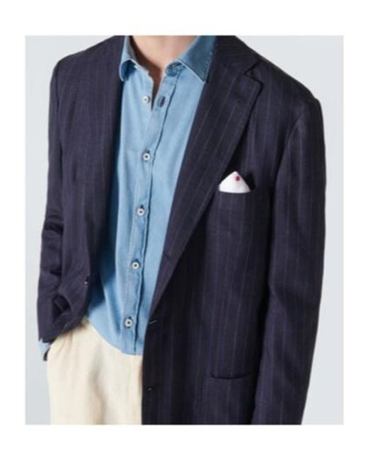 Kiton Blue Cashmere, Silk, And Linen Tuxedo Jacket for men