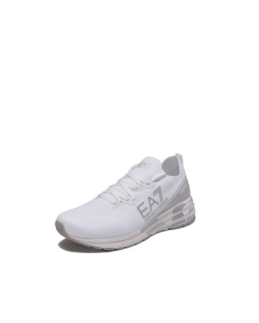 EA7 Gray Logo-Print Low-Top Sneakers for men