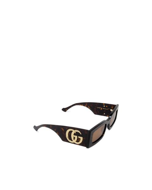 Gucci White Eyewear Rectangular Frame Sunglasses