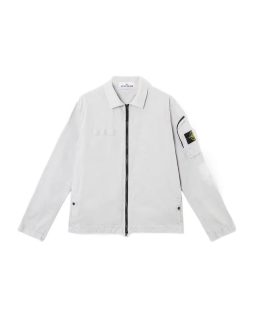 Stone Island White Compass-Badge Jacket for men