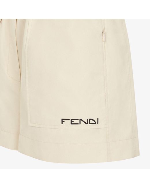 Fendi Natural Logo Printed Elasticated Waist Shorts