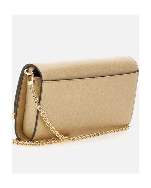 Michael Kors Natural Michael Mona Large Metallic Clutch Bag