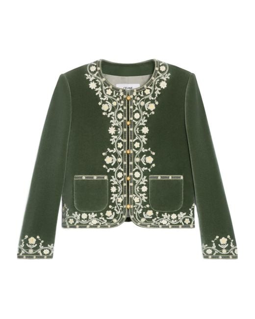 Céline Green Embroidered Chelsea Jacket