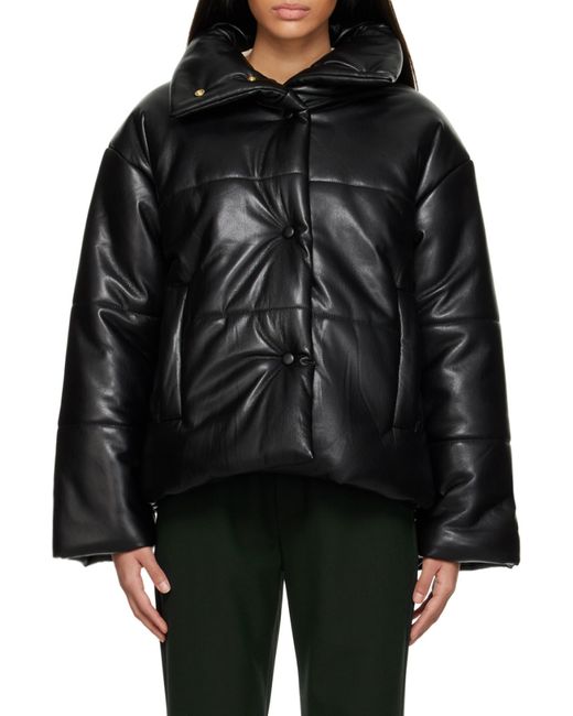 Nanushka Black Hide High-Neck Puffer Jacket
