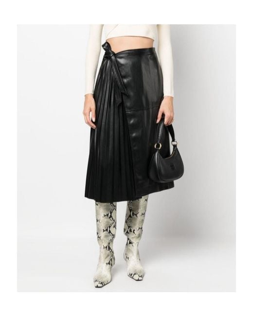 Jonathan Simkhai Black Pleat-Detail High-Waist Skirt