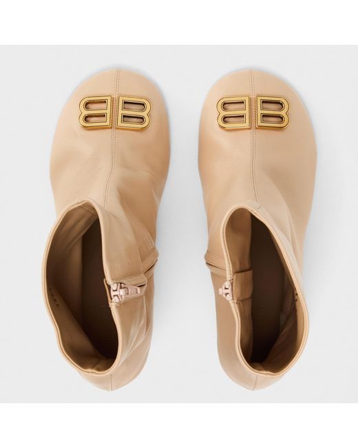 Balenciaga Natural Side Zipper Ankle Boots