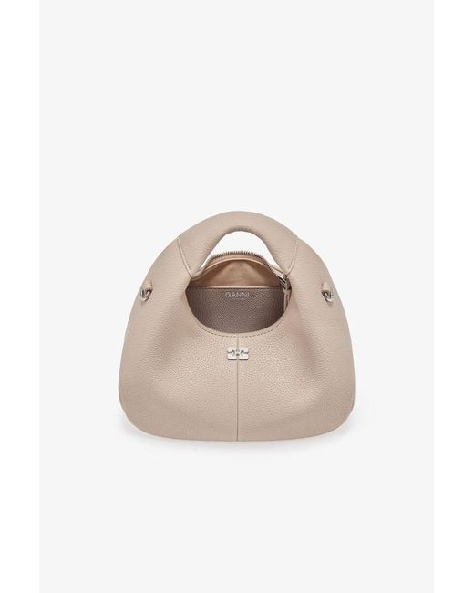 Ganni Natural Zip-Up Mini Handbag