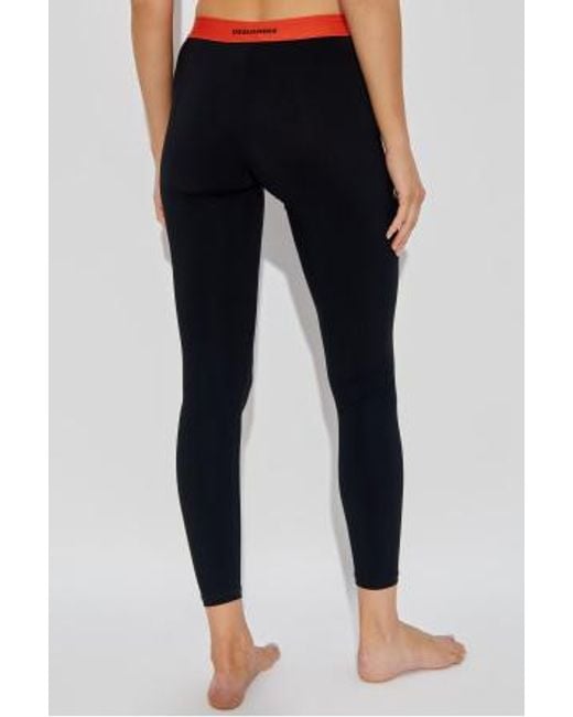 DSquared² Blue Logo-Waistband Leggings