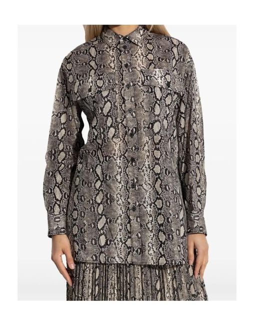 MICHAEL Michael Kors Gray Long Sleeve Oversized Snake Shirt