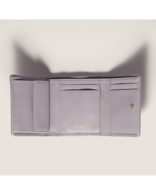 Miu Miu White Matelassé Logo-Lettering Wallet