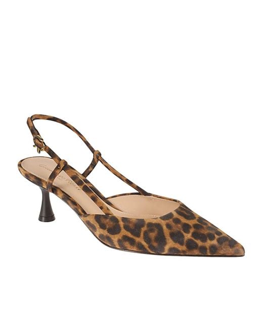 Gianvito Rossi Brown Ascent Pointed Toe Slingback Pumps