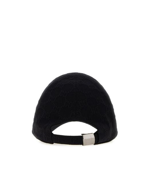 Gucci Black Embossed Gg Jersey Baseball Hat