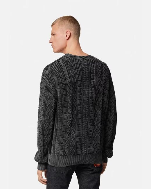 Versace Black Logo Embroidered Knitted Jumper for men