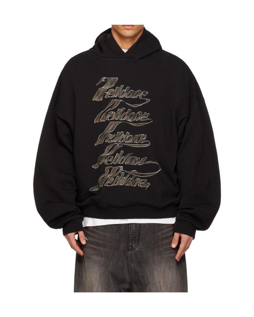 we11done Black Ribbon-Logo Hoodie for men