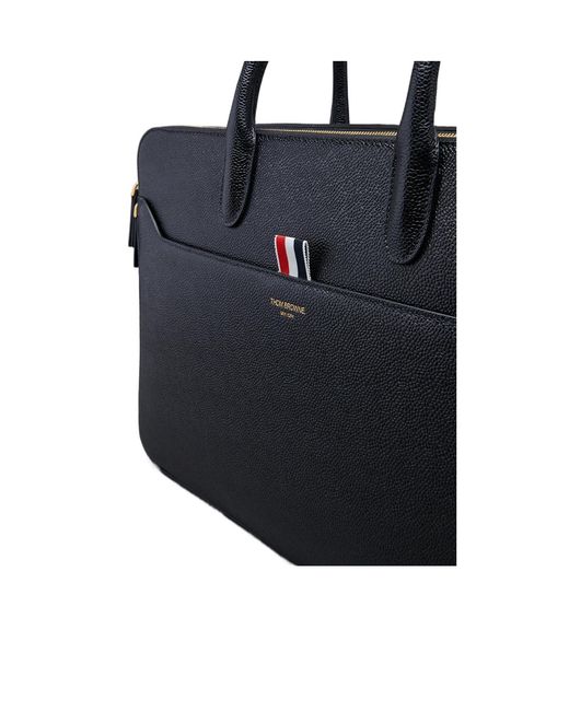 Thom Browne Black Double Compartment Business Bag