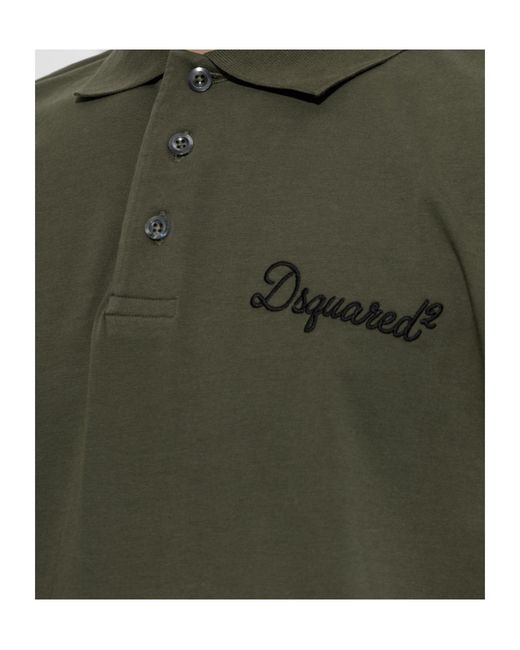 DSquared² Green Collared Short-Sleeved Polo Shirt for men