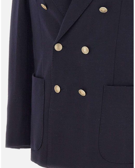 Eleventy Blue Double-Breasted Suit Jacket for men