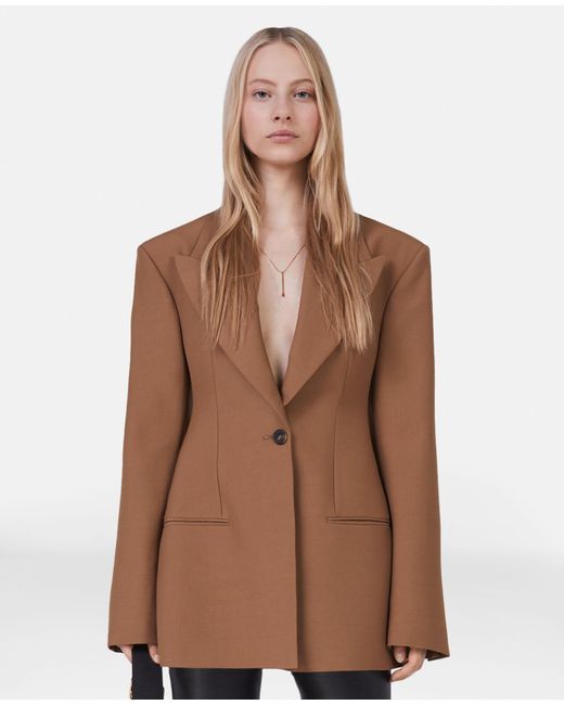 Stella McCartney Brown Moulded Wool Single-Breasted Blazer