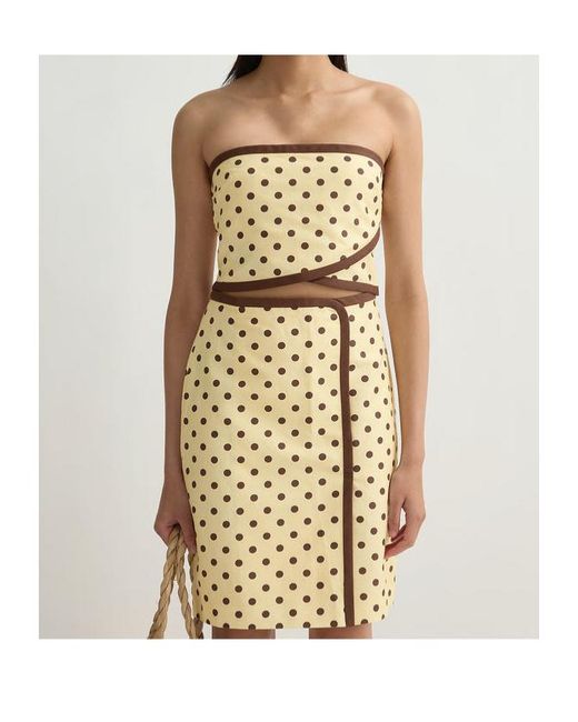 Posse Natural Bowie Wrap-Effect Polka-Dot Linen And Cotton-Blend Midi Skirt