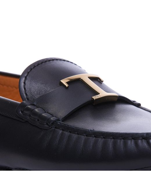 Tod's Blue Logo-Plaque Slip-On Loafers