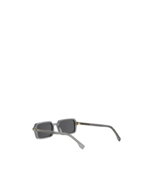 Fendi White Eyewear Selleria Rectangle Frame Sunglasses