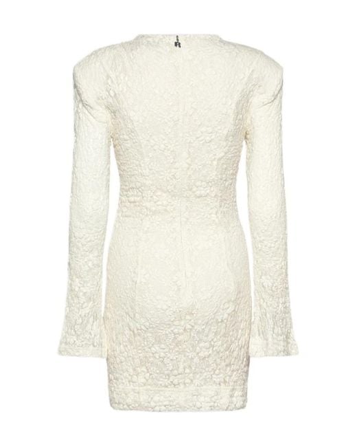 ROTATE BIRGER CHRISTENSEN White Floral-Lace Long-Sleeve Mini Dress