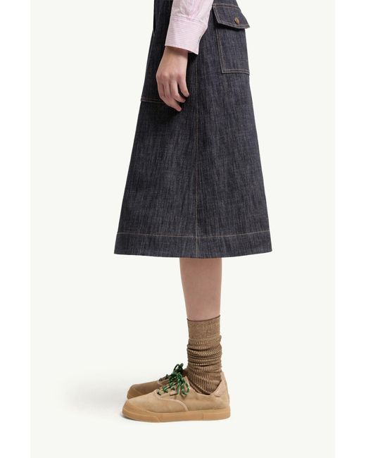 Moncler Blue Buckled Button Detailed Skirt