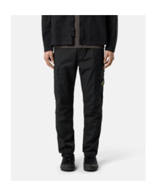 Stone Island Black Tapered Cargo Trousers for men