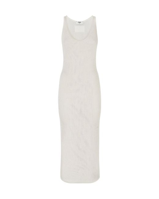 Fendi Mesh Knitted Sleeveless Dress in White | Lyst